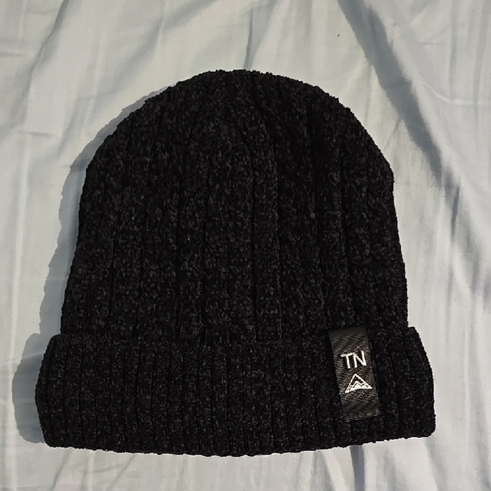 Velvet Corduroy Black Knit Beanie